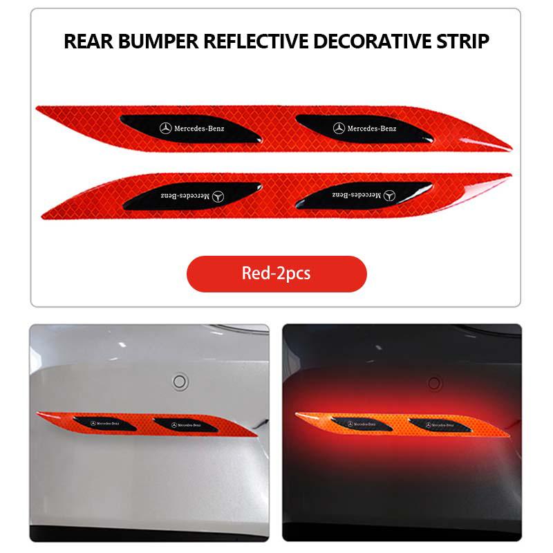 AABIA1 For Benz 2PCS Car Reflective Sticker Safety Warning Reflector Tape Strips Auto Accessories AMG CLA CLS C180 C200 W204 W205