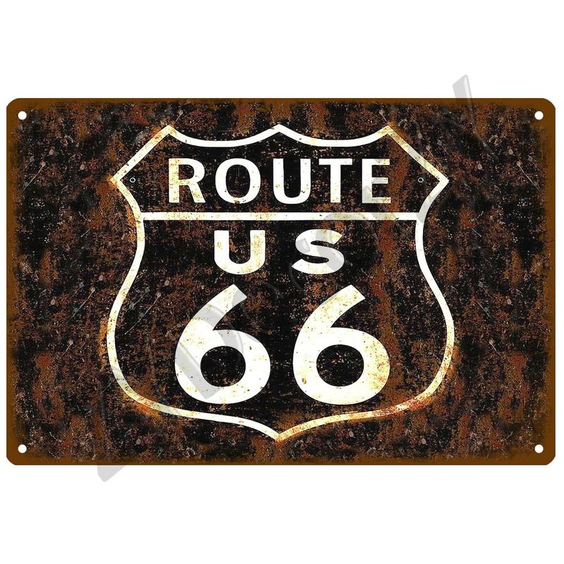Металлическая табличка Route 66, металлический плакат, жестяная табличка, настенные плакаты, винтажный ретро-эстетический декор комнаты, настенное искусство, украшение