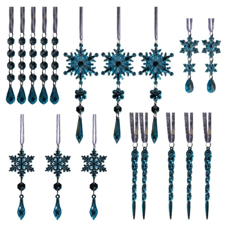 18Pieces Premium Acrylic Ice Christmas Ornamentation Crystal Snowflake Transparent Decors For Indoor Festival Display