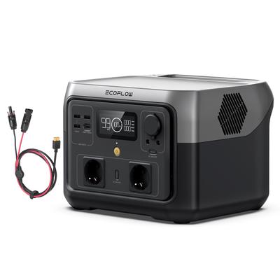 ECOFLOW River 2 Max с кабелем XT60, 3,5 м, 512 Вт·ч, портативная электростанция, солнечный генератор с LiFeP04, быстрая зарядка за 1 час, мощность до 1000 Вт