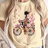Модная женская футболка с принтом велосипеда, забавная повседневная футболка с круглым вырезом и короткими рукавами, летняя женская футболка