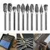 WCIC New Routing Drill Bit Set Dremel Carbide Rotary Drill Bits Wood Stone Carving Tools Metal Root 6mm