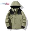 Cozy Up Men's Softshell Jacket with Hood Waterproof Windbreaker Lightweight Rain Shell Jacket for Outdoor Hiking Travel