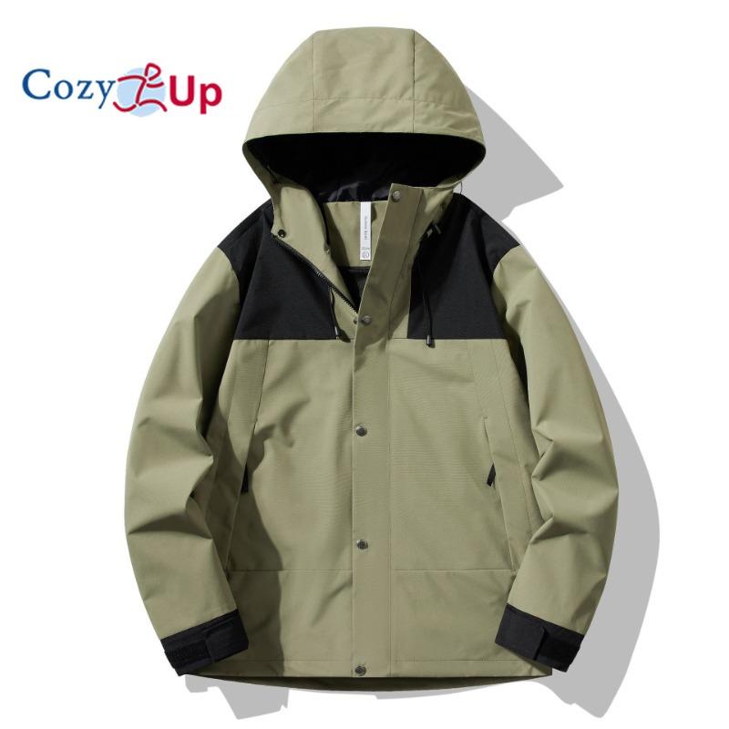 Cozy Up Men's Softshell Jacket with Hood Waterproof Windbreaker Lightweight Rain Shell Jacket for Outdoor Hiking Travel
