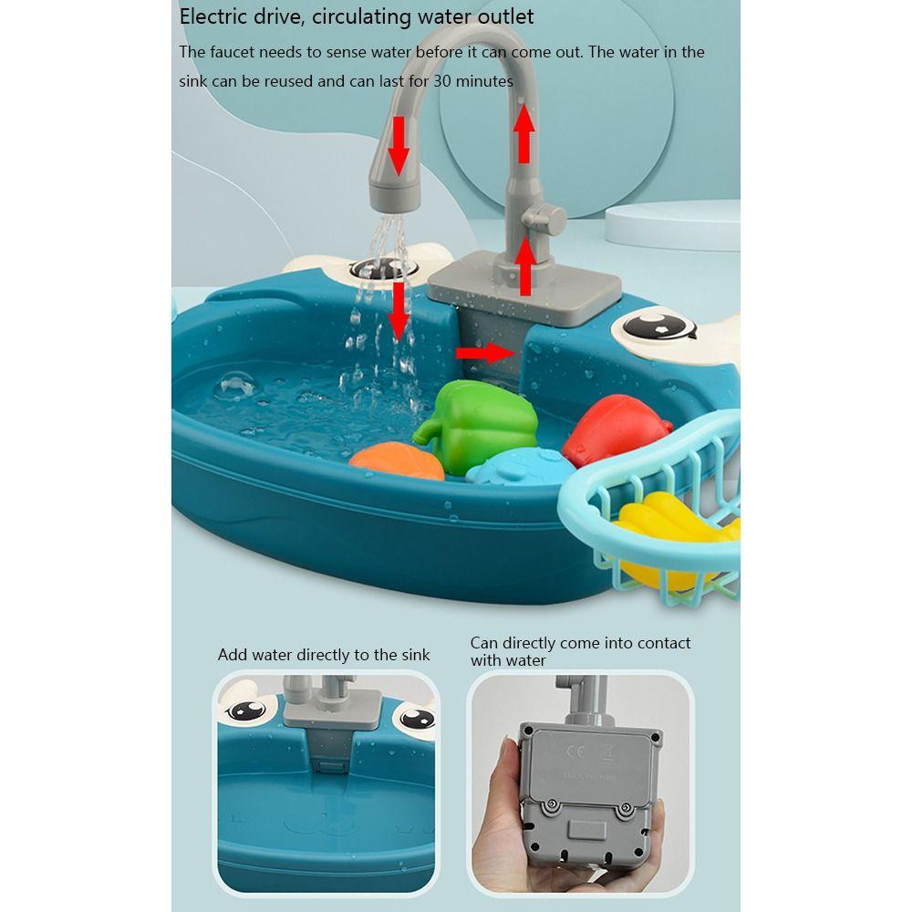 Platic Simulation Kitchen Sink Set Circulating Water Montessori Game Toy Kids Toy