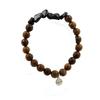 Stones and Minerals. Brazilian Schorl Tourmaline Bracelet + 8 Mm Wooden Beads. Made In France.