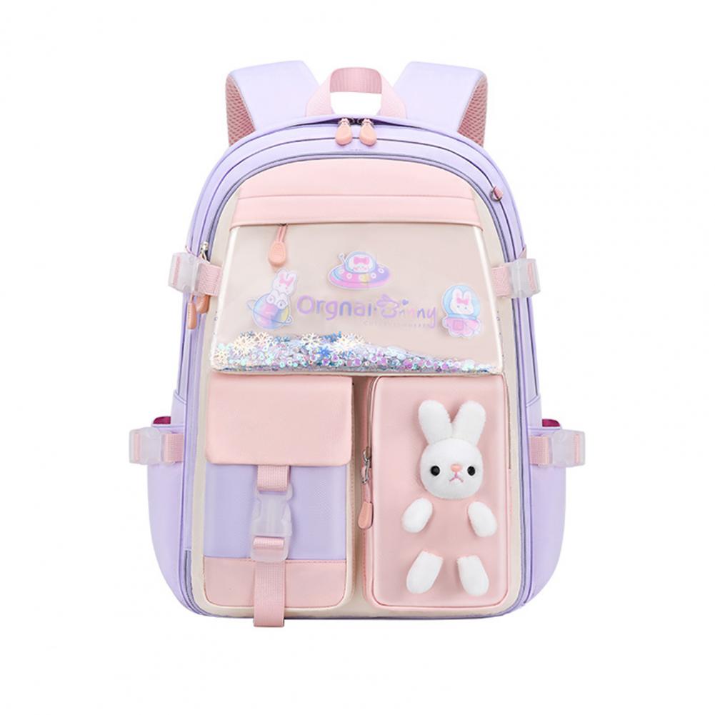 Полезный рюкзак для студентов с изображением кролика из мультфильма, для хранения книг, устойчивый к разрывам, портативный, гладкий, на молнии, школьный рюкзак