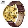 OPK 6099 Original Brand Chronograph Man Watch Leather Strap Auto Date Waterproof Sport Quartz Men's Luxury Wristwatch