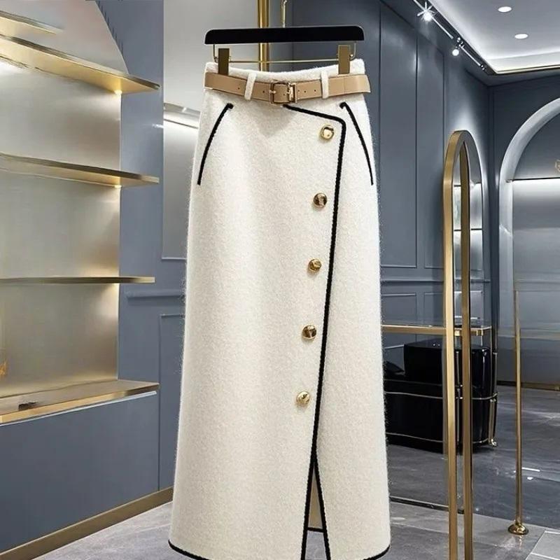 Spring Autumn Women Skirts Fashion Mujer A Line Elegant Simple Sweet Long Skirt