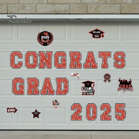 Магниты на автомобиль с надписью «Выпускной 2025» Поздравляем выпускников Магнитные наклейки Тематические магниты для декора гаражных ворот Холодильник