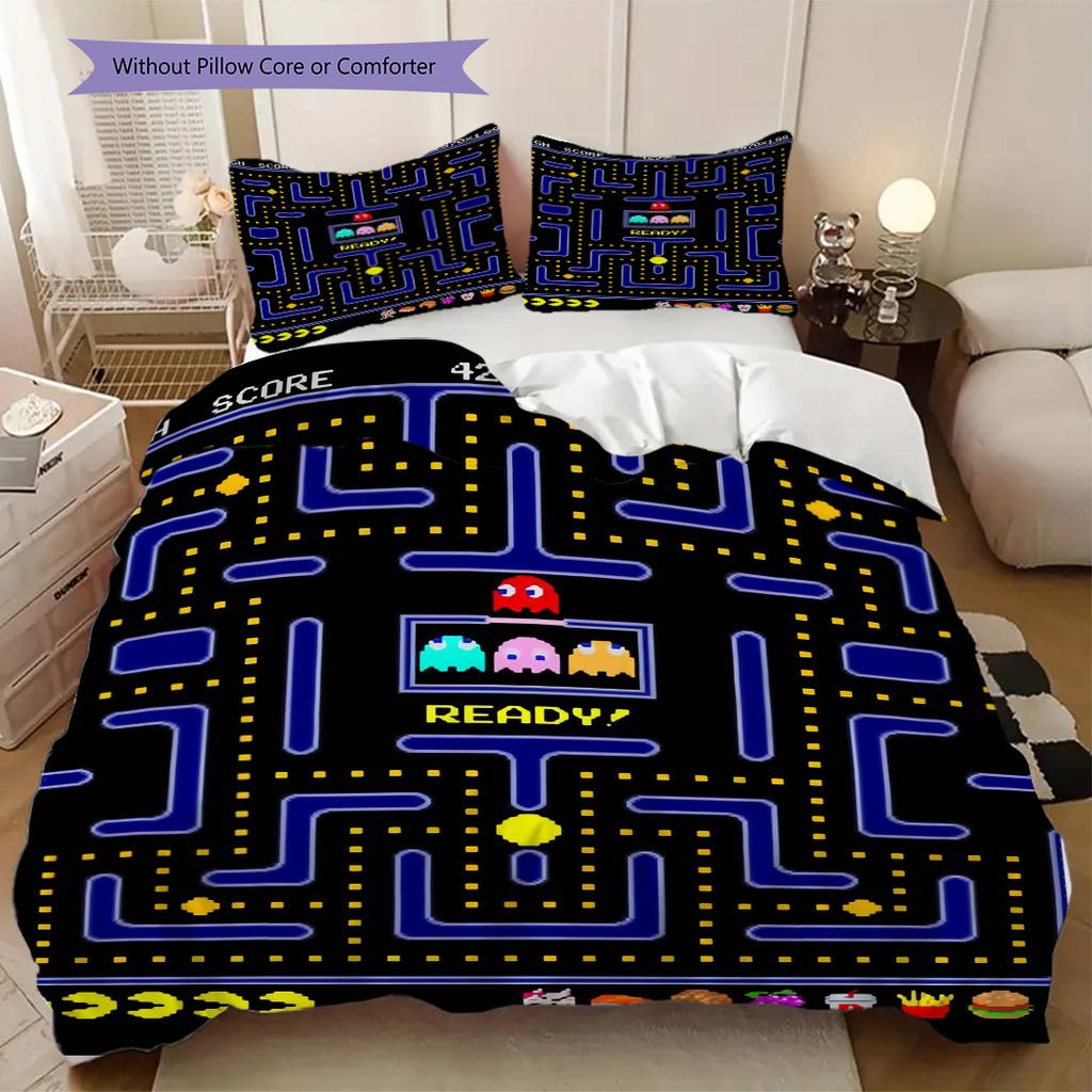 Pac-man Game Soft and Comfortable Duvet Cover, Children's Bedding Set Gift, Extra Large Size, Various Sizes Available LXR81
