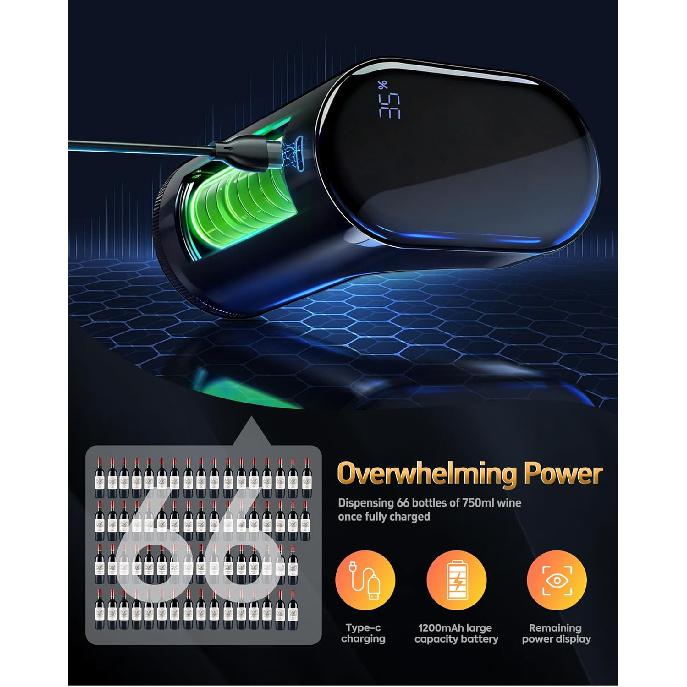 Электрический декантер для вина 5-в-1 с аэратором, Цифровой диспенсер для бутылок с алкоголем, Регулируемая дозировка, Умный наливщик для виски, Насос для ликеров/крепких напитков
