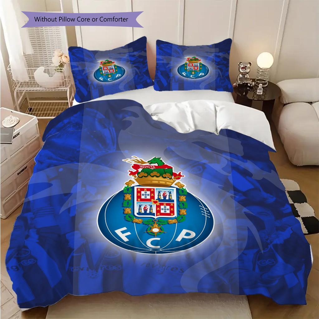 Porto Football Club Emblem Bedding (1 * duvet cover + 2 * pillowcase, without core) 2D Flat Christmas birthday gift Duvet cover and pillowcase