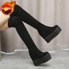 Fashion Shoes for Women Wedge Heel Sock Thigh High Above Over The Knee Very Elastic Ladies Boots Black Footwear Sale Gyaru New In Gothic