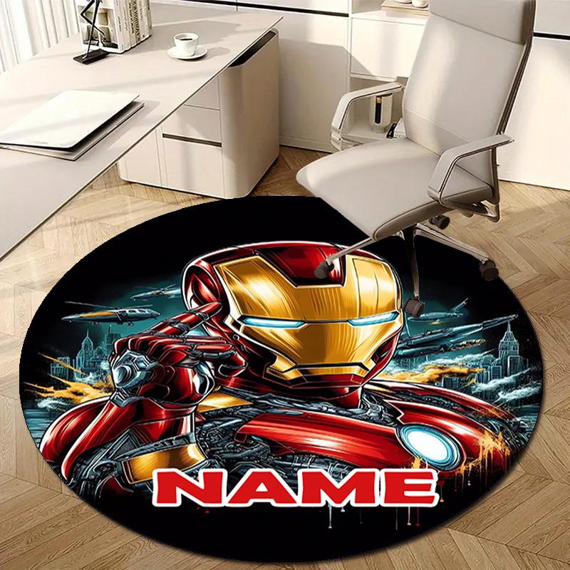 Personalized I-Iron Man Round Chair Office Rug - Perfect for Mat, Office Chair & More - Ideal Gift for Birthdays and Holidays
