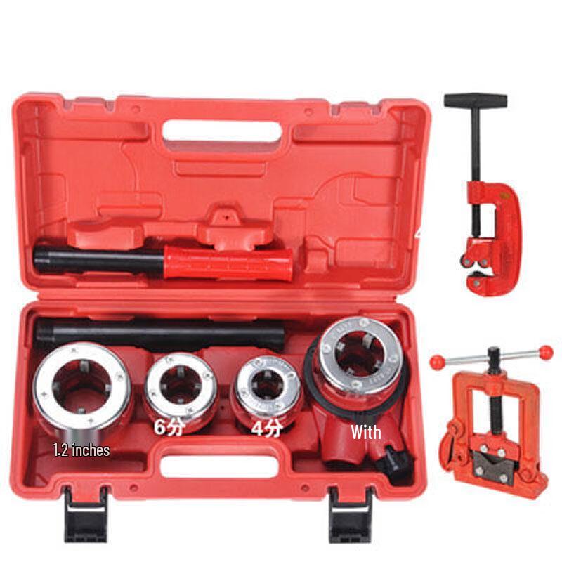 Ручной набор для нарезки резьбы на трубах SHEYUE с тисками, китайская вилка (адаптер в комплекте)