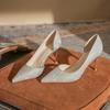 83315 High Heels Women's Thin Heels Winter 2025 New Crystal Bridal Wedding Shoes Pointed Head Shallow Mouth Side Empty Single Shoes