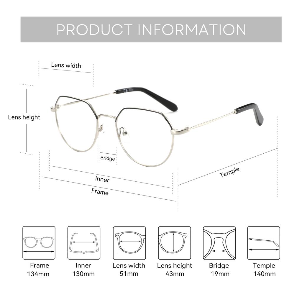 ZENOTTIC Fashion Sweethearts Прогрессивные очки по рецепту Металлические шестигранные оптические очки Фотохромные очки для близорукости