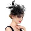 Polka Dot Tea Party Mesh Hair Band Exquisite Bride Headdress Feathers Fascinator Hat Photography
