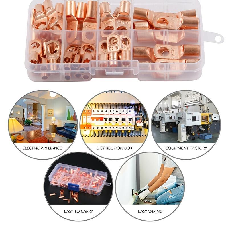 60Pcs Patch Connector Ring SC6-25 Copper Connector Bare Cable Voltage Terminal Connector Kit