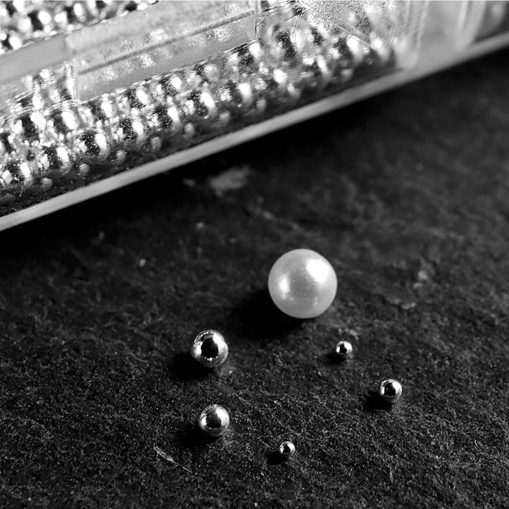 6 Grids 3D Pearl Nail Charms for Acrylic Nails Steel Beads Nail Pearl Mixed Nail Art Craft DIY Nail Decorations