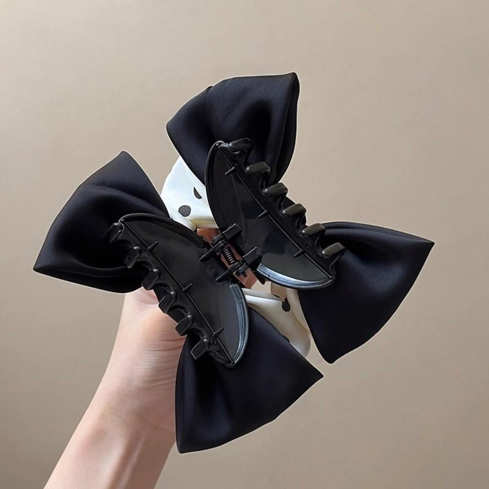 Elegant Polka Dot Bow Clip Bowknot Grab Hair Clip Fashion Ponytail Hair Clip for Women