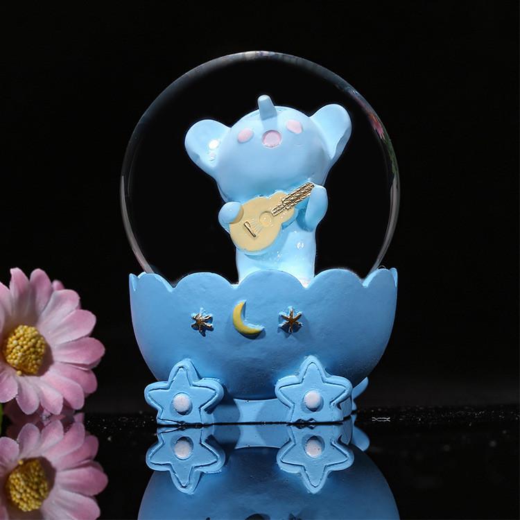 Милый фиолетовый лавандовый медведь, светящийся мини-кристальный шар, подарок на день рождения ребенка, настольное полимерное украшение