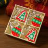 Exquisite Wooden Christmas Tree Ornaments and Small Gift Box