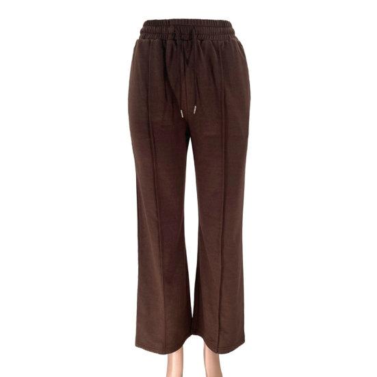 Женский комплект из 2 шт./компл., пальто, брюки, воротник-стойка, застежка-молния с длинным рукавом, свободные эластичные манжеты, высокая эластичная талия, широкие штаны, однотонный женский спортивный костюм