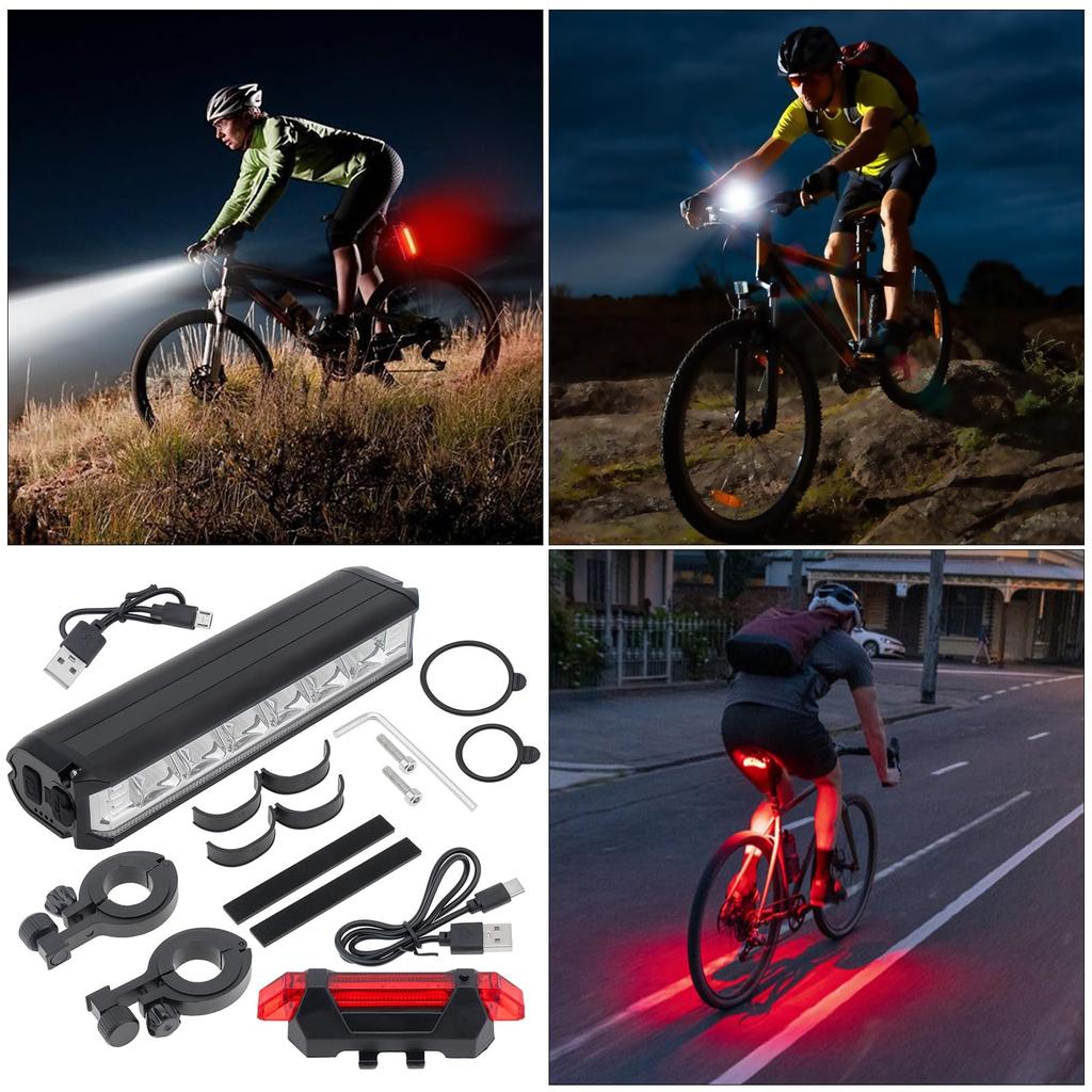 SecurityIng Bicycle Light with Tail Bright Bicycle Road Bike 1400 USB 5 Dimming IPX4 Bike Made of Aluminum Can Be Used As a Cycling Light, Headlight,