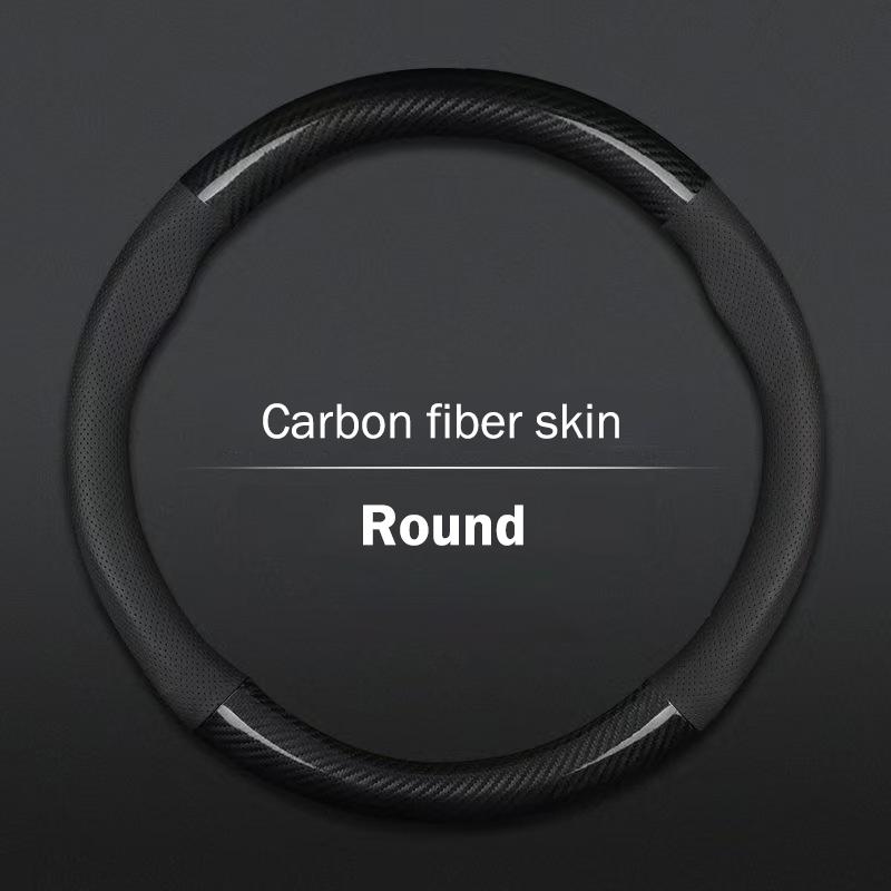 Suede Carbon Fiber Steering Wheel Cover Universal for Car Interior Breathable AntiSlip Fit for Most Vehicles