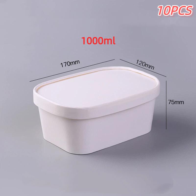 10Pcs Square Disposable Kraft Paper Lunch Boxes Leak Proof Lidded Food Containers for School Students Office Workers