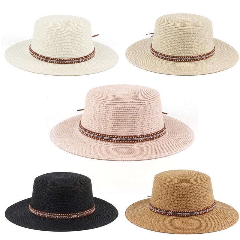 Женская шляпа-купол с плоским верхом, солнцезащитная соломенная шляпа, модная шляпа от солнца с плоским верхом