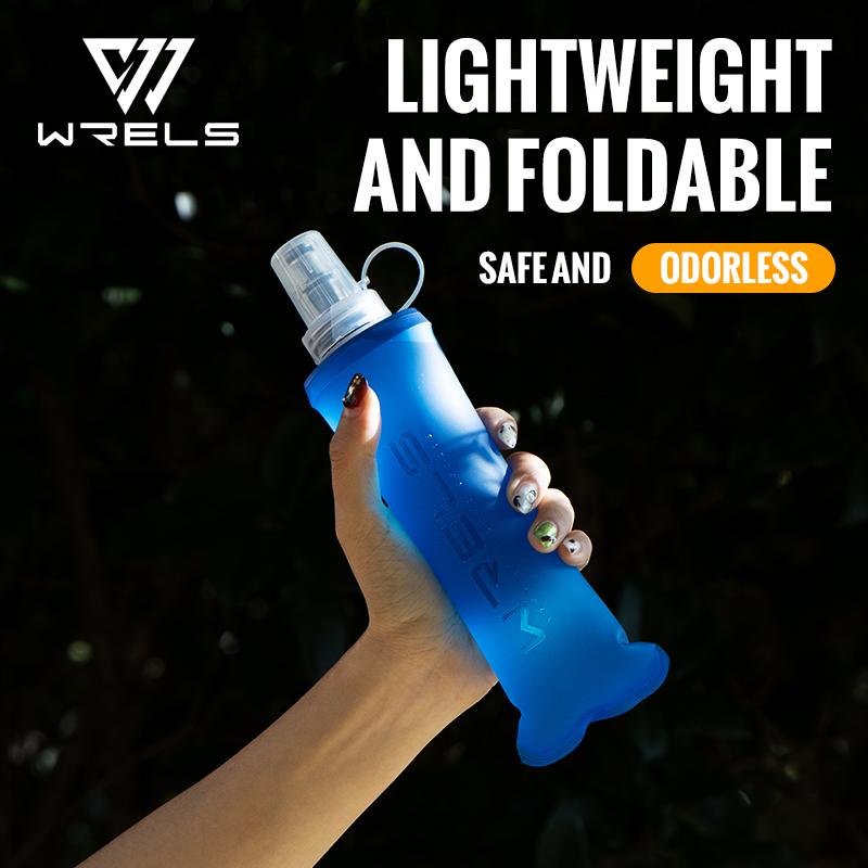 WRELS Running Water Bottle Soft Flask Folding Collapsible Water Bottle TPU BPA-Free Camping Hiking Travel Folding Water Bottle