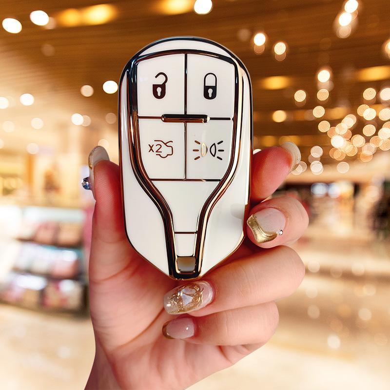 Подходит для нового чехла для ключа Maserati President Levante Всесторонний защитный чехол Сумка с пряжкой Geberit