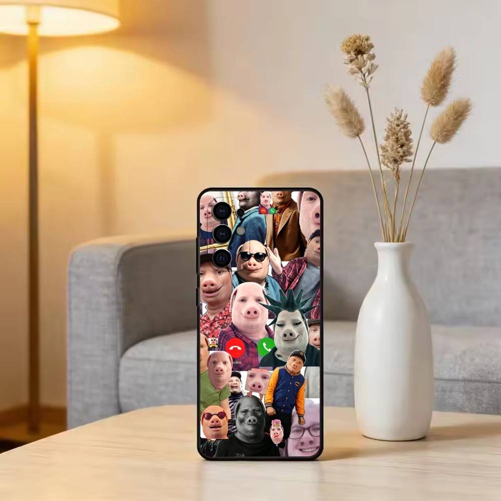 Смешной Чехол для Телефона J-John Pork is Calling Для Samsung S25,S24,S21,S22,S23,S30,Ultra,S20,Plus,Fe,Lite,Note,10,Черный Чехол