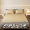 Machine Washable 3-Piece Ice Silk Cooling Mat Set with 2 Pillowcases, Breathable Summer Bed Sheet for Home Dorm, Soft Fitted Sheet