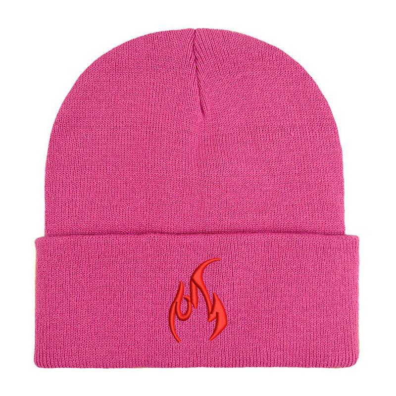 New flame embroidered knitted hat for men and women wool hat
