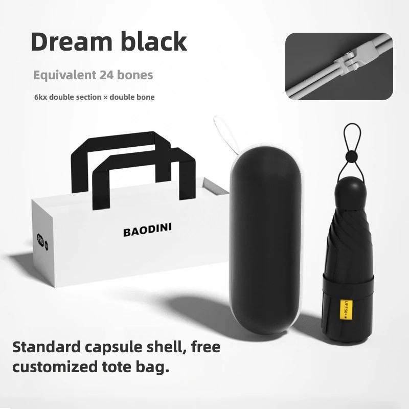 Mini Women Umbrella Small Pocket Five Folding Sunshade Umbrellas Sunscreen UV Protection Capsule Umbrella Sunny and Rainy