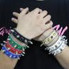 Кожаный браслет-наруч на запястье в готическом панк-стиле Y2K, украшенный стразами