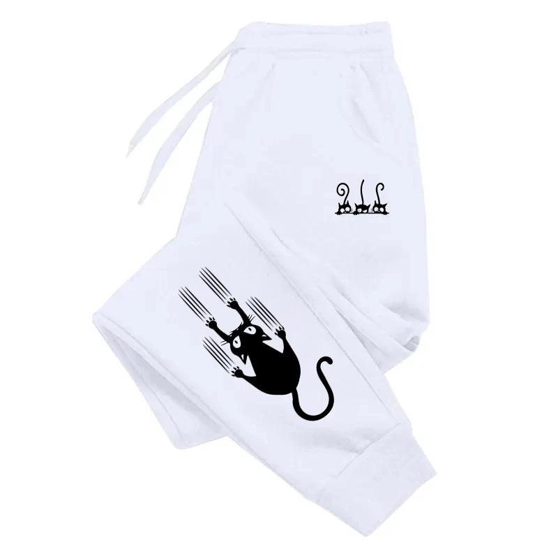 Брюки универсальные мужские спортивные штаны с милым принтом кота, спортивные повседневные спортивные брюки для занятий спортом на море, мужские брюки для бега, лидер продаж