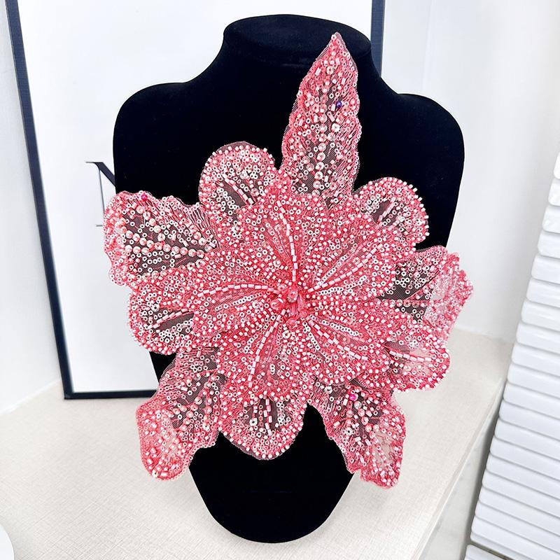 1PC DIY Sequin Beaded Clothing Accessories Patches Decorative Lace White Multi Layered High Quality