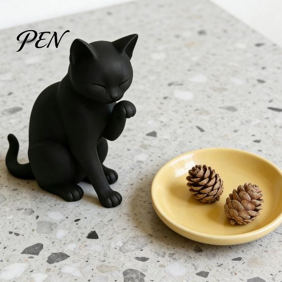 Бесшовная статуэтка кошки, черная модель, мини-фигурка-украшение, 3D-печатная матовая фигурка, декоративная для рабочего стола, прихожей, спальни