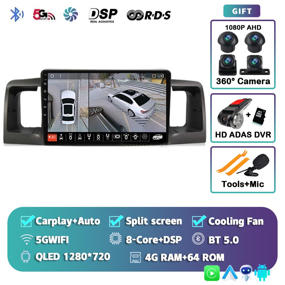 Android 14 Carplay Автомагнитола для Toyota Corolla E120 E 120 BYD F3 2007 2008 2009-2011 Мультимедийный Видеоплеер GPS Стерео