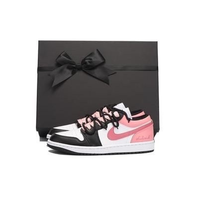 Air Jordan 1 Нескользящее покрытие Низкие винтажные баскетбольные кроссовки Женские Черно-розовые DC0774-101(Команда-SBOX)