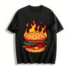 Графическая футболка с коротким рукавом 'Spicy Flame Burger' Повседневная хлопковая футболка