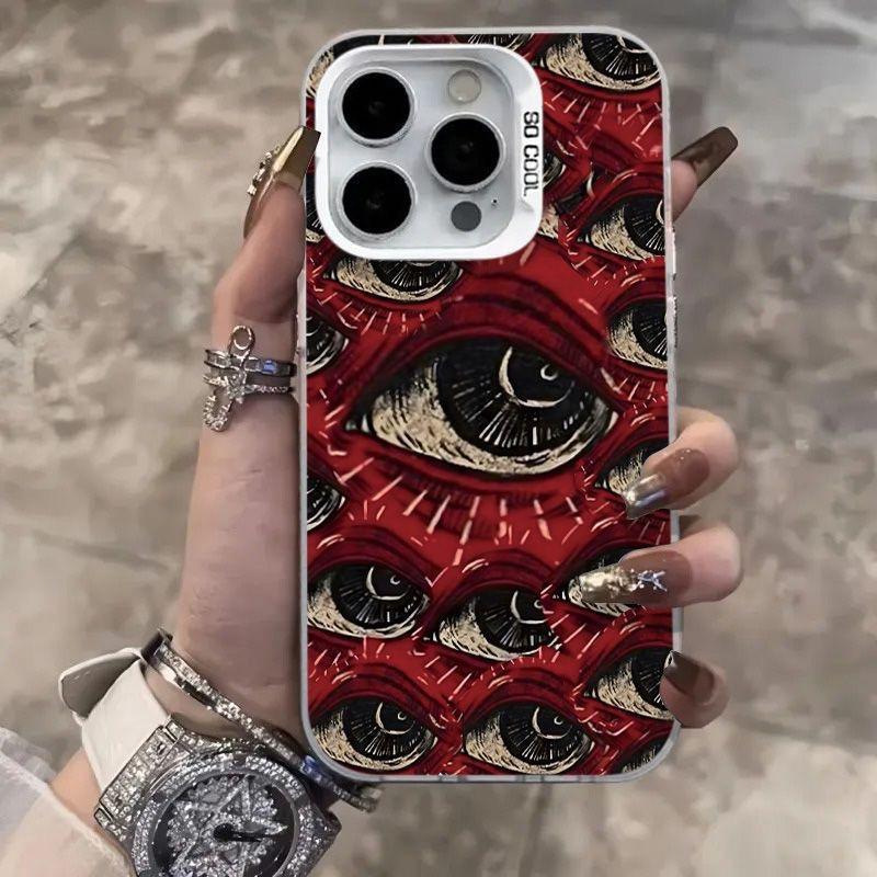 Мягкий чехол для телефона с жутким рисунком красных глаз для iPhone 16 15 14 12 11 13 Pro Max 14Plus 12 13 Mini 7 8 Plus X XS Max XR, задняя крышка