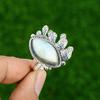 Gift For Her 925 Silver Natural Larimar Gemstone Multi Stone Adjustable Ring