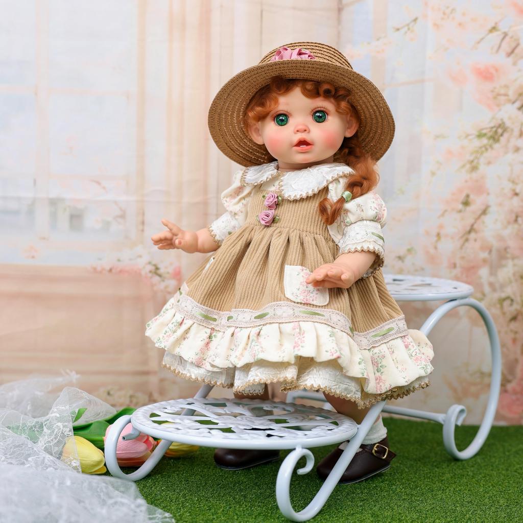 Кловерэй 45 см Милая кукла-реборн с косичками, сменяемая кукла в деревенском ретро-стиле, виниловая кукла, подарок на день рождения, одежда 18 дюймов, игрушка,