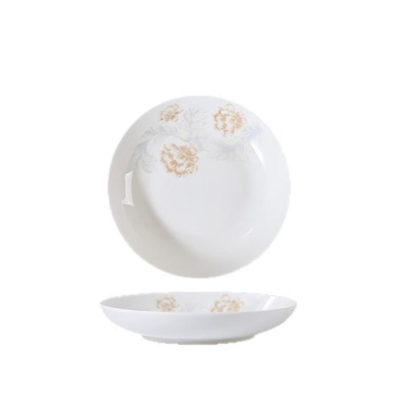 ZISIZ 8-Inch Gold Rim Hexagonal Ceramic Dinner Plate (3-Pack)